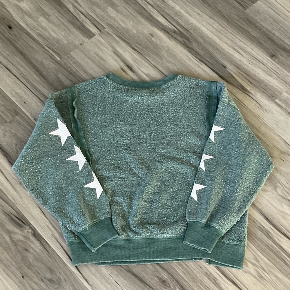 Vintage Havana Girls Green Sweatshirt White Stars Cozy Pullover Size 10 - Picture 3 of 8